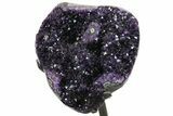 Amethyst Geode Section on Metal Stand - Deep Purple Crystals #171816-2